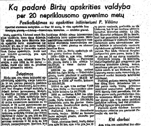 Ką padarė Biržų apskrities valdyba per 20 nepriklausomo gyvenimo metų