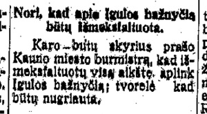 Nori, kad apie įgulos bažnyčią būtų išmeksfaltuota