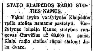 Stato Klaipėdos radio stoties rūmus